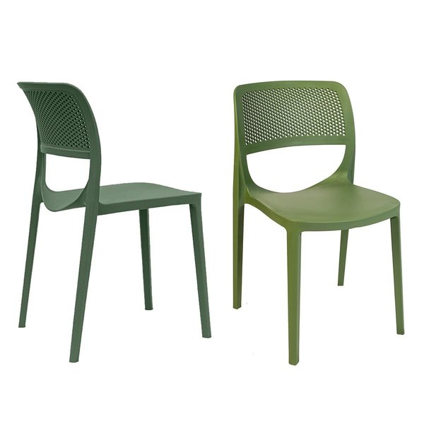 Rainbow Outdoor Mila Set of 2 Stackable Side Chair-Green RBO-MILA-GRE-SC-SET2